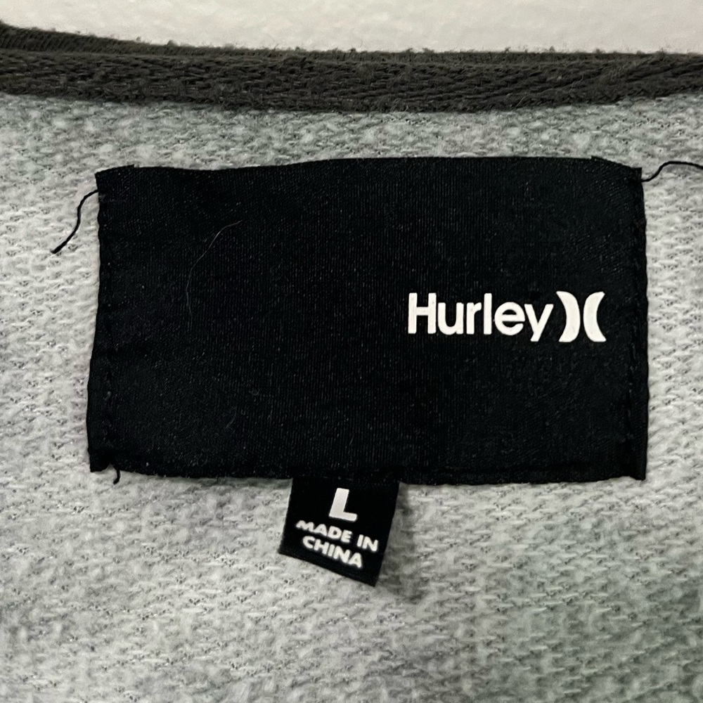 Hurley Grey Deep V-Neck Hoodie Sweatshirt (Size L) - Picture 12 of 15